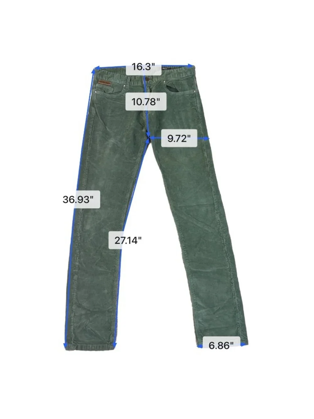 Zara Men Green Corduroy Pants Relaxed Fit Size Waist 32
